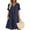 Navy, variant on IUYRTFE Women's Plus Size Cotton Linen V-Neck Button Down Short Sleeve Shift Dress with Pockets Summer Casual