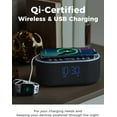 thumbnail image 2 of Wireless Charging Alarm Clock Radio: Qi Certified Fast Charger for iPhone Samsung - 10W Stereo Bluetooth Speaker Dimmable Digital with FM Radio Bedroom Black, 2 of 3