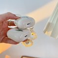 thumbnail image 4 of Compatible con la funda AirPods con linda funda floral con llavero de corazón con purpurina, funda flexible a prueba de golpes y funda protectora de silicona portátil para AirPods 1 y 2, color azul TUNC Sencillez, 4 of 5