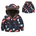 thumbnail image 2 of VNKIDY Girls Coat Kids Children Cartoon Prints Fuzzy Edge Hooded Jacket Winter Long Sleeve Zipper Thermal Coat For Outdoor Wear Stylish Outerwear, 2 of 4