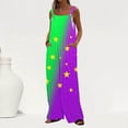 thumbnail image 2 of Feancey Sales Today Womens Mardi Gras Wide Leg Rompers Carnival Themed Sleeveless Sequin Jumpsuits Loose Fit Casual Bib Overalls Trendy Party Romper Multicolor XXL, 2 of 8