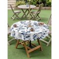 thumbnail image 4 of Outdoor Tablecloth with Umbrella Hole for Patio/Picnic/Party/Camping, Blue Botanical Waterproof Table Cloth Round Cover Washable, Spring Floral Watercolor Leaf (Dia 60"), 4 of 8
