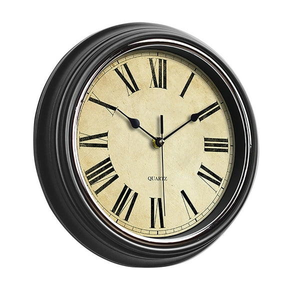 ZMKIAG Retro Silent Round Classic Clock with a Hook, Easy to Hang Battery Operated, Non Ticking Retro Wall Clock, Easy to Read for Living Room, Bedroom, School, Home Decor
