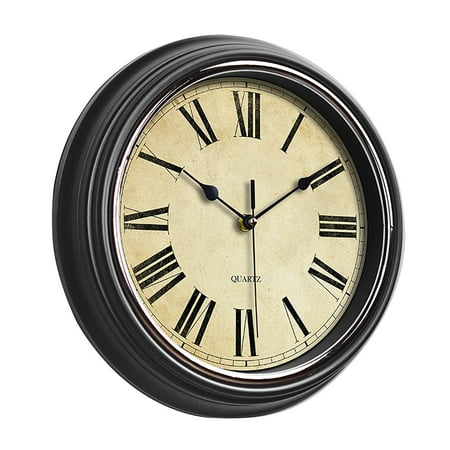 ZMKIAG Retro Silent Round Classic Clock with a Hook, Easy to Hang Battery Operated, Non Ticking Retro Wall Clock, Easy to Read for Living Room, Bedroom, School, Home Decor
