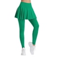 thumbnail image 2 of Women's Yoga Pants Slim Fit High Waist Pleated Skirt Pants with Pockets Workout Sport Women's Yoga Leggings Green XL, 2 of 9