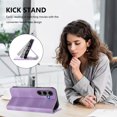 thumbnail image 3 of Allytechgroup for Samsung Galaxy S25 Plus/S25+ Case Folio Stand [RFID Blocking] Wireless Charging Magnetic Wallet Cover with Card Holder/Cash Pocket PU Leather Soft TPU Shockproof Cover, Purple, 3 of 16