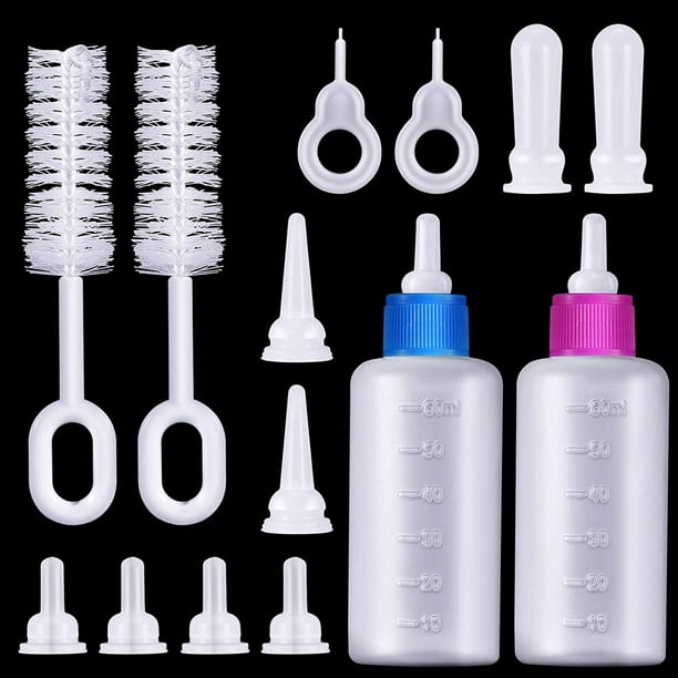 Kit de biberón para mascotas, kit de tubo de aguja para biberón líquido para gatos y mini pezones de repuesto para gatito, cachorro, herramienta de alimentación para mascotas pequeñas Ormromra WMZL-1850