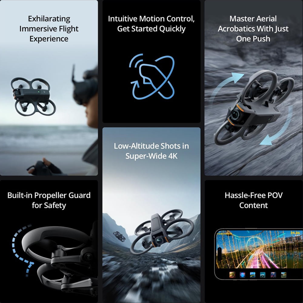 Open Box DJI Avata 2 Fly More Combo, FPV Drove w/ Camera + 1 Year Warranty