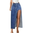 thumbnail image 5 of EINCcm Women's Sexy High Split Slim Fit Maxi Long Pencil Denim Jean Skirt Sexy Trendy Maxi Denim Skirts, 5 of 7