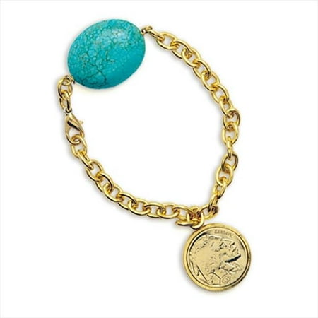 American Coin Treasures 11367 Gold-Layered Buffalo Nickel Bracelet with Turquoise Stone