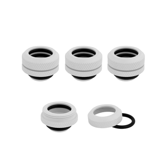 Corsair Hydro X Series XF Hardline Fitting, 14mm OD, White, 4-pack