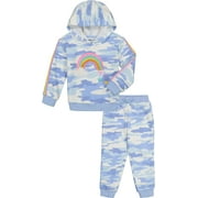 Kids Headquarters Girls Camo Rainbow Hooded Jog Set Blue 5