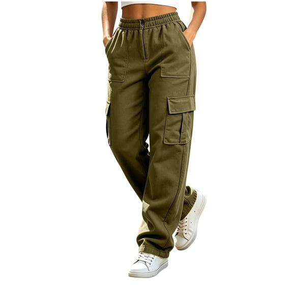 Admvng Womens Cargo Pants Elastic Waistband Comfortable Casual Hiking Work Pants