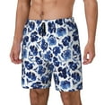 thumbnail image 2 of Daiia Blue Ink Flowers Mens Swim Trunks Swim Shorts Quick Dry Swim Shorts with Mesh Lining Pockets-Small, 2 of 9