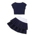 thumbnail image 4 of Gyexs Size 10-12 Girls Back to School Outfits School Uniform Short Sleeve Summer Outfit Casual 2 Piece Crop Top & Skirt Set #01 Navy 10-11 Years, 4 of 8