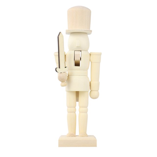MesaSe Paintable Nutcracker Unfinished Wooden Nutcracker Doll DIY Adornment Unpainted Nutcracker Soldier