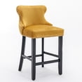 thumbnail image 4 of Velvet Bar Stools Set of 4, Upholstered Wing-Back Barstools with Button Tufted Decoration, Wooden Legs and Chrome Nailhead Trim, Counter Height Bar Chairs, for Home Kitchen Island, Gold, 4 of 9