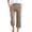 Khaki, variant on Cropped Pants for Women,Capri Pants for Women Casual Summer 2026 Solid Color Elastic High Waist Wide Leg Loose Button Cropped Pants