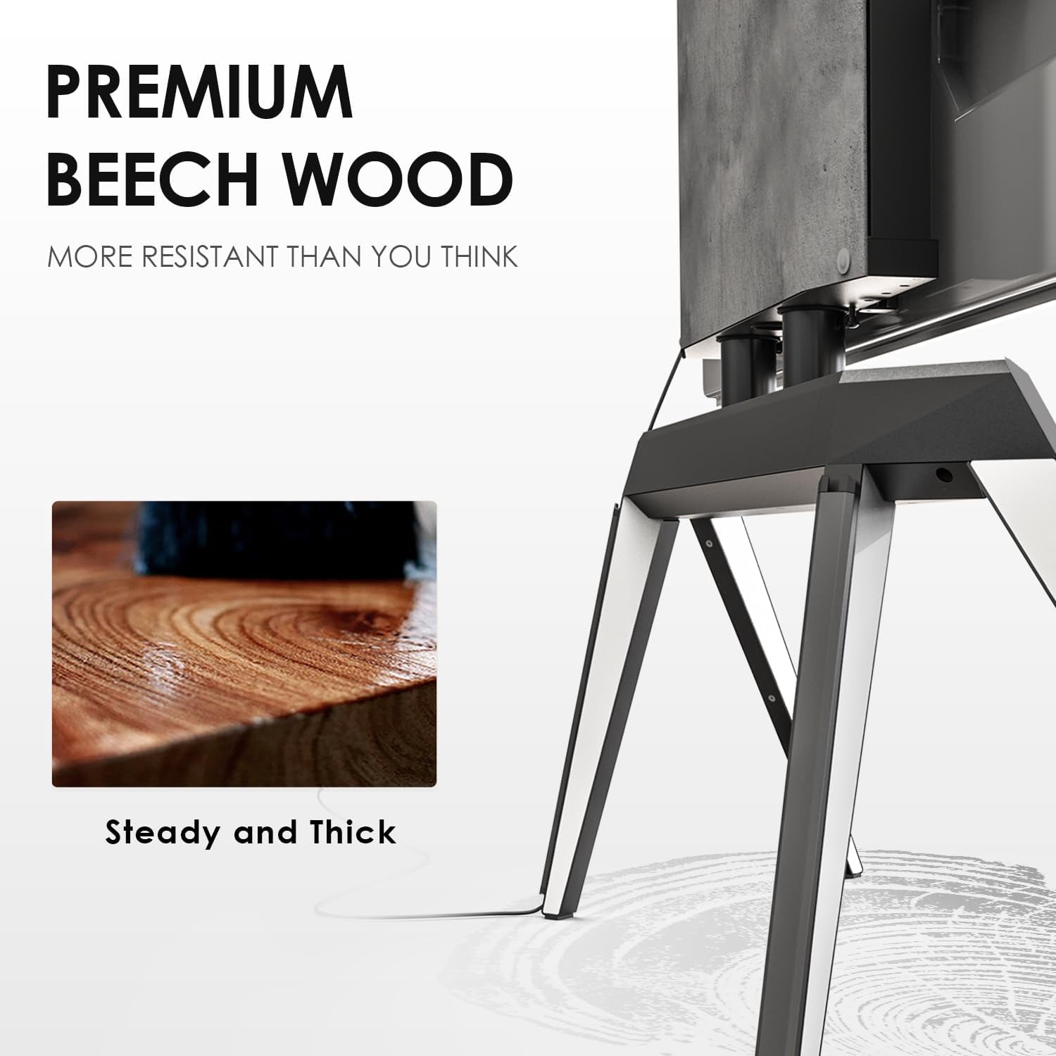 FITUEYES Picasso Series Floor TV Stand for 65–88 Inch TVs, Black & White, Cable Management