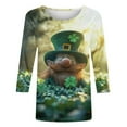 thumbnail image 5 of Gamivast Womens St Patricks Day Shirts Plus Size Funny Shamrock Clover Graphic Crew Neck Blouses Comfy 3/4 Sleeve Trendy Pullover Vacation Outfits S-5Xl, 5 of 5