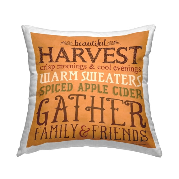 Stupell Industries Beautiful Harvest Fall Autumnal Typography Words Design by Stephanie Workman Marrott Throw Pillow