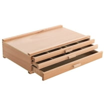 U.S. Art Supply 3-Drawer Artist Wood Pastel, Pen, Marker Storage Box - Elm Hardwood Construction, 5 Compartments per Drawer - Ideal for Pastels, Pens, Pencils, Charcoal, Blending Tools, and More