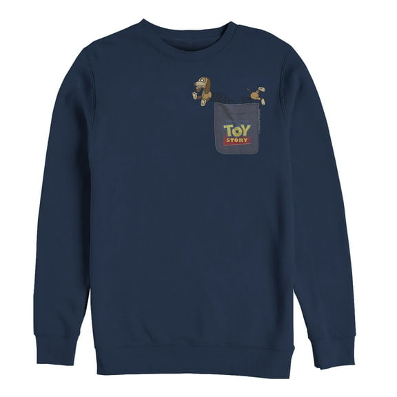 Men's Toy Story Slinky Dog Pocket Print  Sweatshirt Navy Blue 2X Large