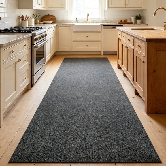 WANLISEL 3' x 16.4' Commercial Rug, Entrance Stripe Mat with Non Slip Backing, Indoor Outdoor Hallway Runner Rug for Entryway, Patio, Home, Gray