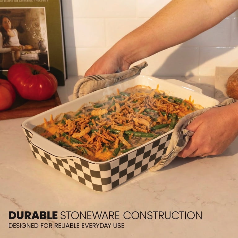 Thyme & Table 9x13 Green Checkered Ceramic Baking Dish photo 3