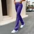 thumbnail image 3 of XFLWAM Women's Flare Leggings Fold Over Elastic Waisted Wide Leg Yoga Pants Casual Bootcut Comfy Workout Leggings Purple XL, 3 of 8