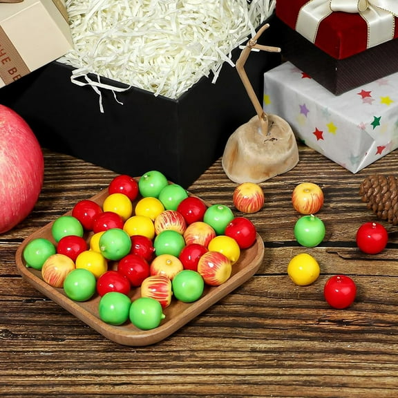 LABSERRON Tiny Artificial Apples 60Pcs Lifelike Round Foam Fruits for Event Planners Artists Table Decoration