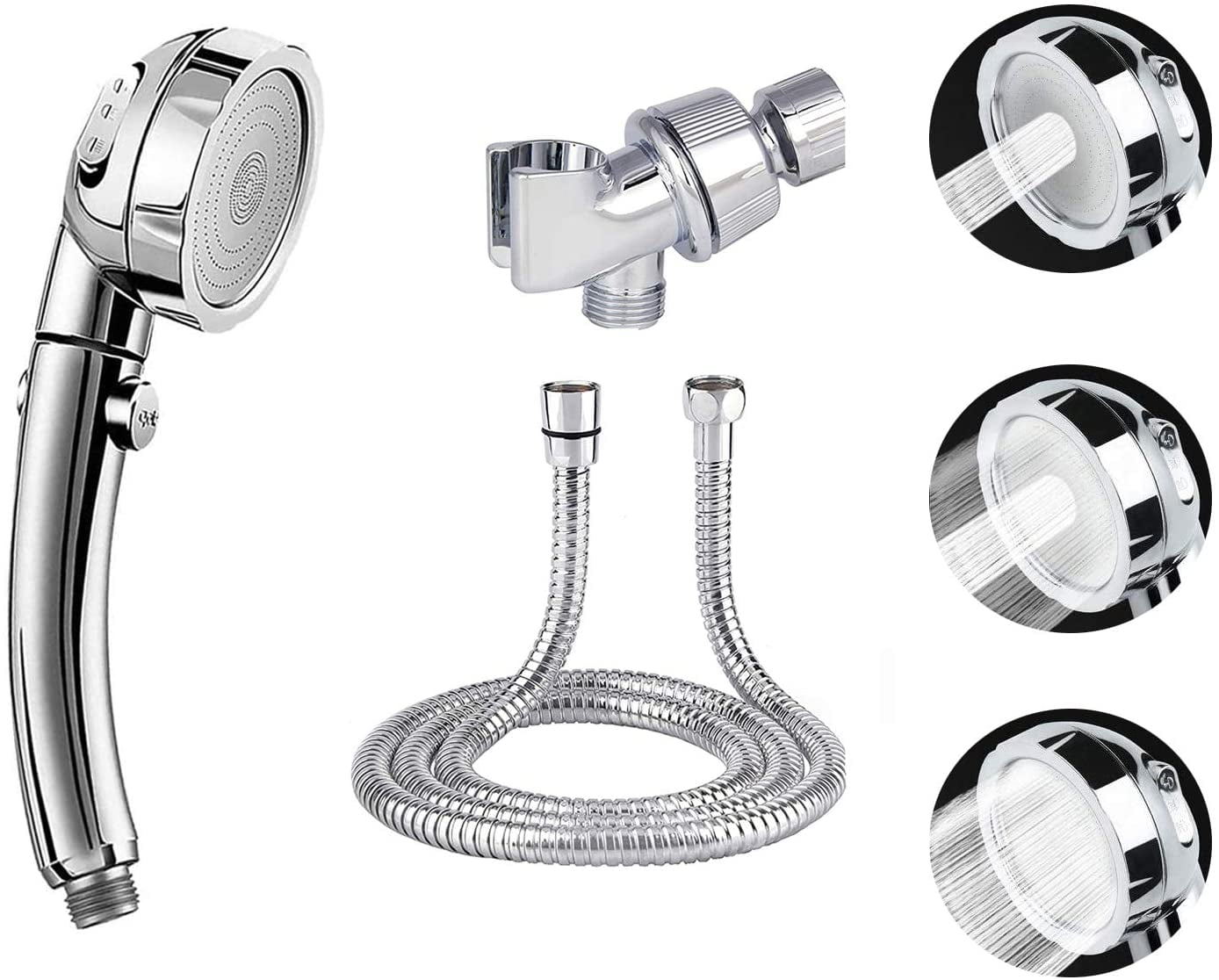 Shower Head with ON/Off Pause Switch 3 Spray, High Pressure Handheld ...