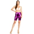 thumbnail image 5 of Sakkas Women's Shinny Metallic Bike Shorts Stretchy Unisex - Made in USA - Purple - 2X, 5 of 5