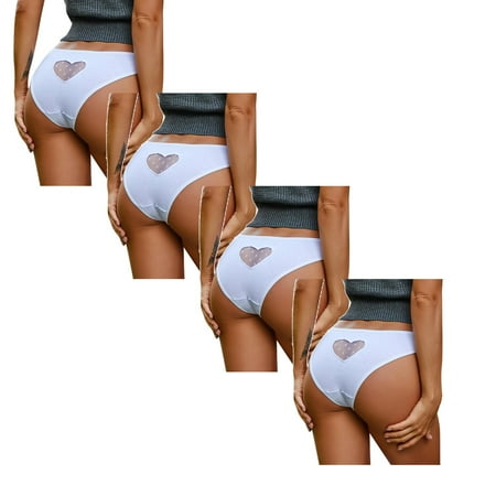 

Womens Underwear Brief Lace Transparent Heart Low Waist Underpant Hollow Out Seamless Lingerie Panties4PC