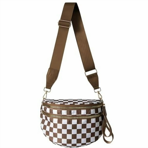 Checkered Crossbody Bum Bag for Women Nylon Checkereds Crossbody Bag Spacious Checkered Purse Bum Bag yujinfangmaoyi