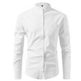 thumbnail image 1 of pstuiky camisas de manga larga para hombre, Camisa vaquera holgada de manga larga con cuello alto y botones sólidos para hombre camisetas de hombre xl, 1 of 3