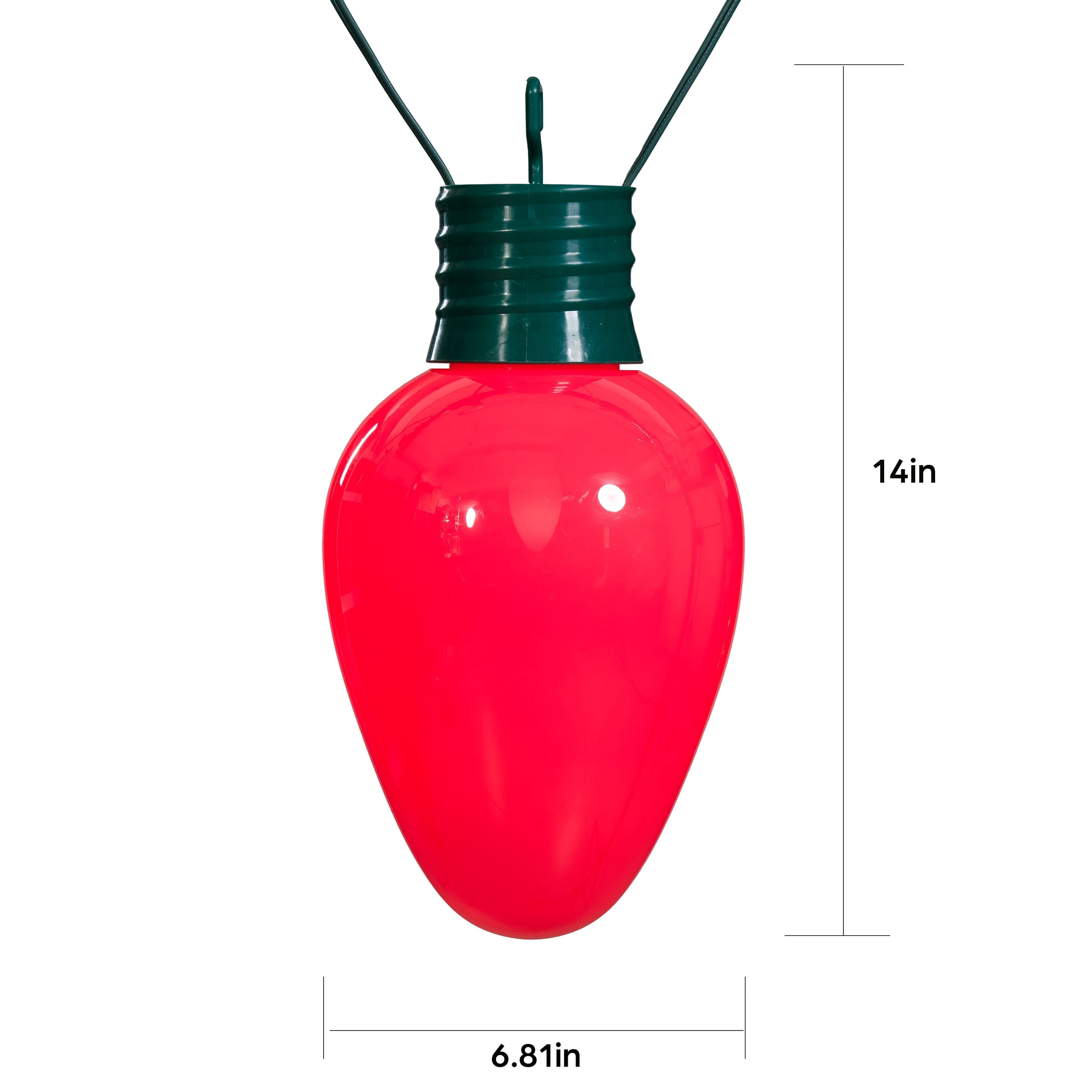 Indoor/Outdoor LED Giant Hanging C9 Bulb Christmas Light, Ceramic Red, 14", by Holiday Time