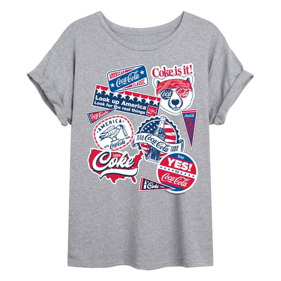 Coca-Cola - Coke USA Stickers - Women's Oversized Graphic T-Shirt