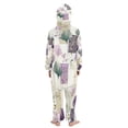 thumbnail image 3 of Soft Big Kids Onesie Pajamas Cozy Loose-Fit Jumpsuits for kids with Pockets for Christmas Lounge & Play Ginkgo Leaves and Petals, 3 of 8