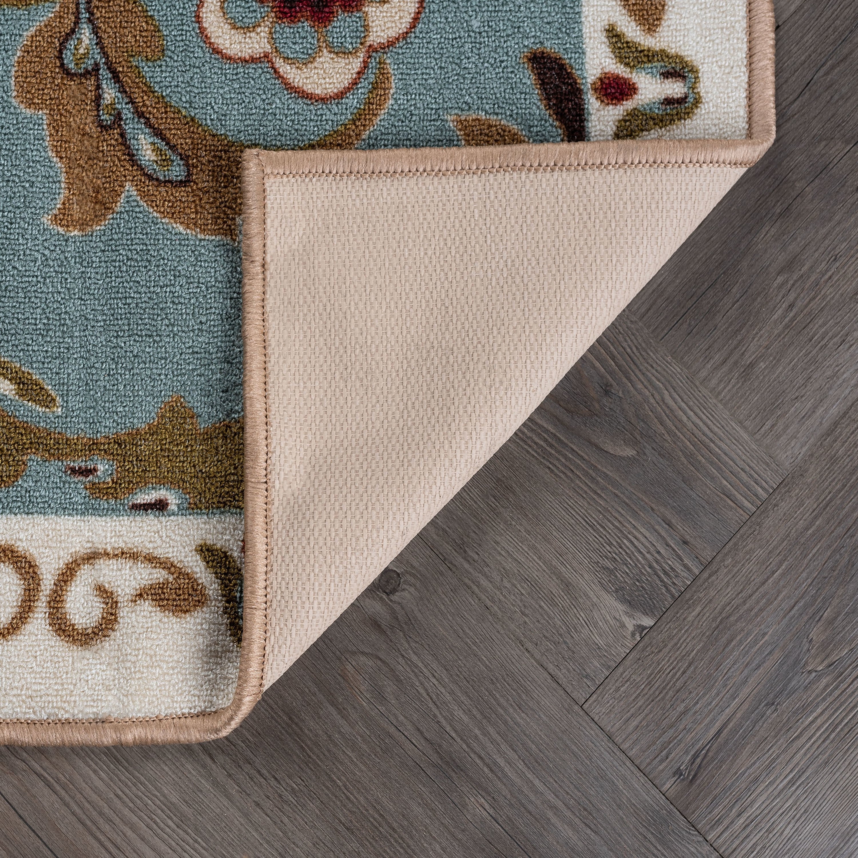 Transitional 7x10 Area Rug (6'7'' x 9'6'') Floral Seafoam, Beige Living Room Easy to Clean