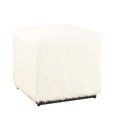 thumbnail image 1 of Puff Ottoman Benzara Lev Cuadrado Cubo con Silueta y Piel Sintética Blanca, 1 of 5
