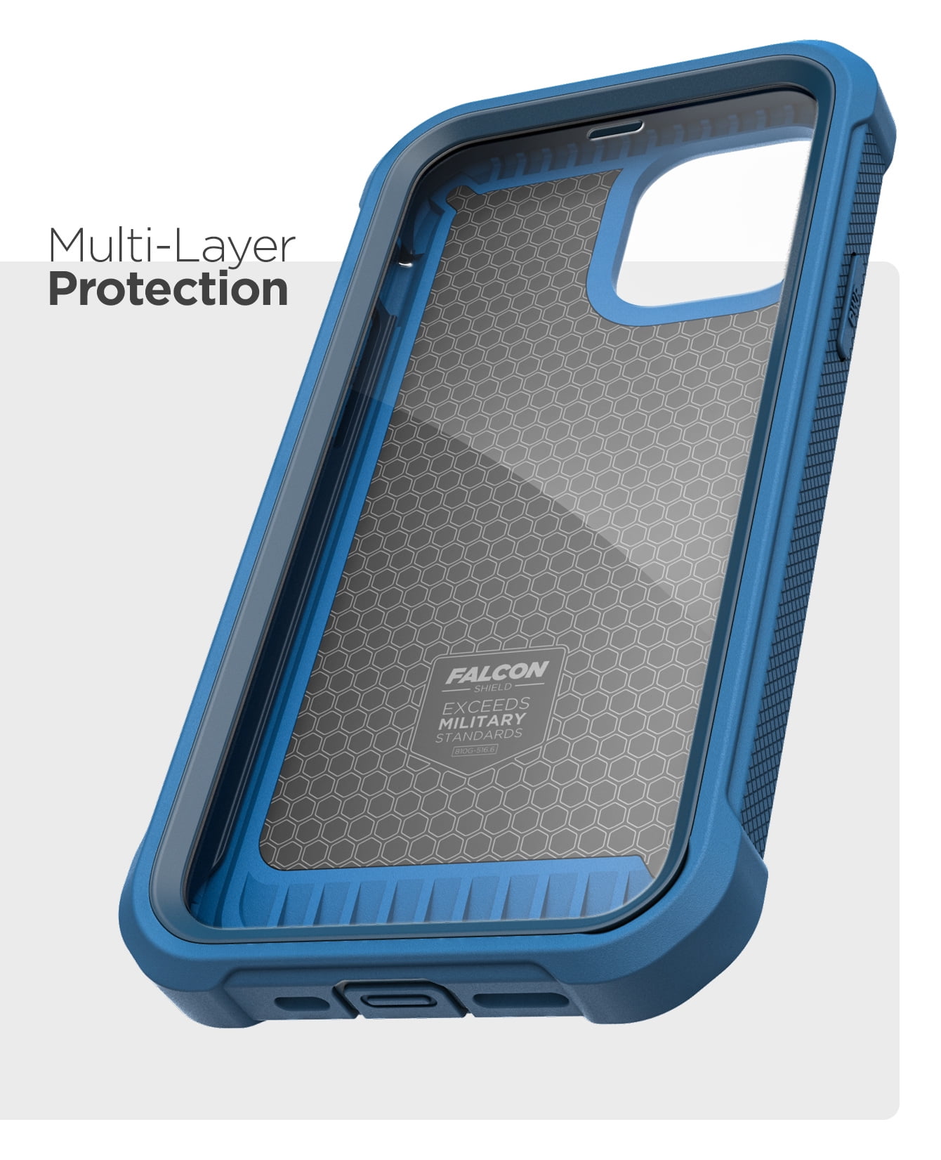 Encased Apple iPhone 12 Case with Screen Protector and Belt Clip (Falcon) Protective Full Body Cover with Build-in Screen Guard and Holster - Navy Blue