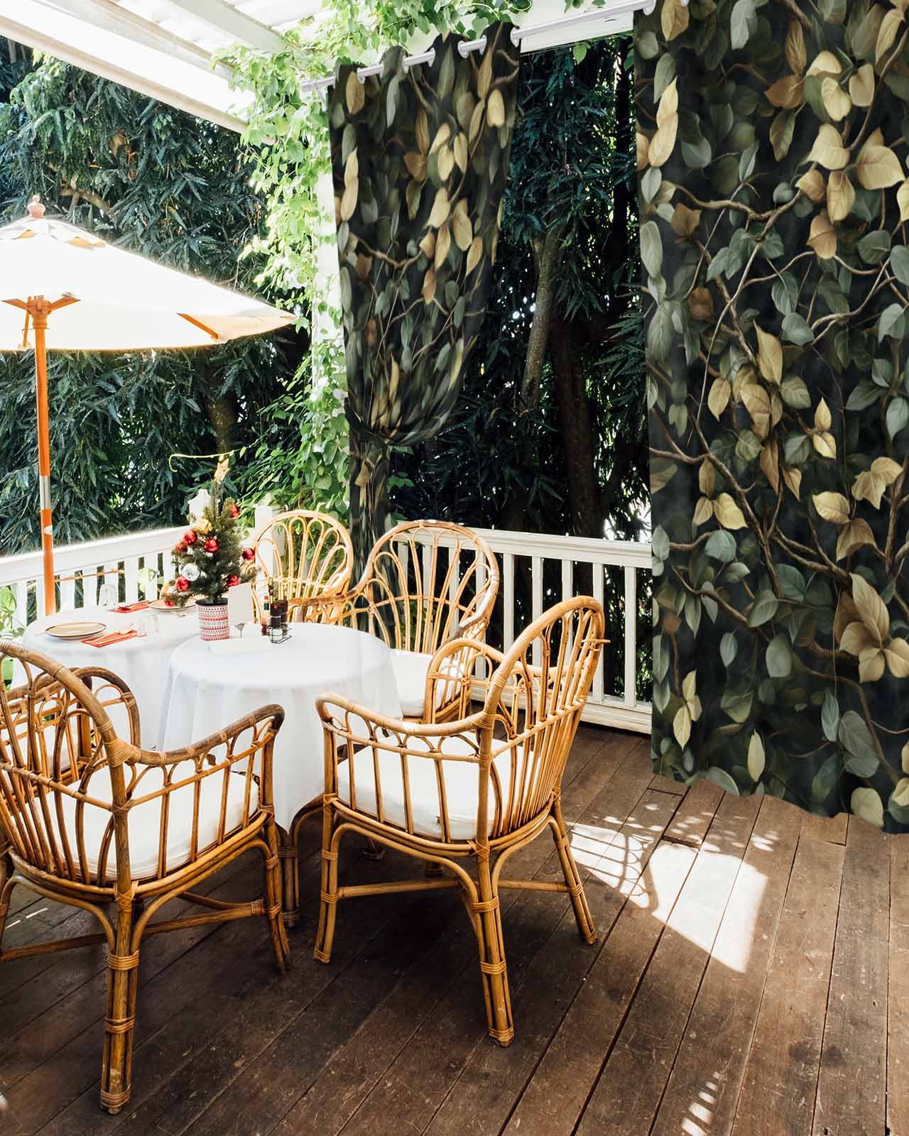 nqOlkjepod Outdoor Curtains for Patio Waterproof, Branches Green Leaves Outdoor Privacy Panels Grommet, Vintage Botanical Forest Blackout Outside Curtains for Porch/Cabana/Pergola 54"x95", 1 Panel
