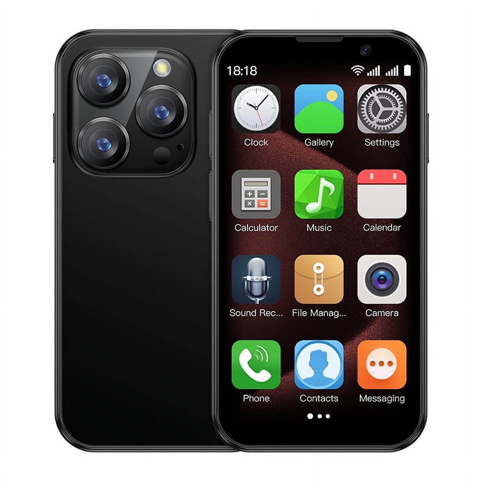 SOYES XS18 Pro Mini Smart Phone 3.0" Screen Android 9.0 2GB RAM 16GB ROM Face ID Dual SIM 3G Small Compact Phone Backup (Black)