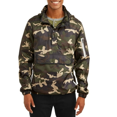 Hi Reflective Jacket - Men's 1/4 Zip Lightweight Camo Print Front Pouch Jacket With Reflective Trim, Up To Size 2Xl
