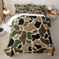 thumbnail image 2 of Manfei Retro Camouflage Bed Spread Queen,Woodland Bear Queen Coverlet Set,Brown Green,3 Pieces, 2 of 7