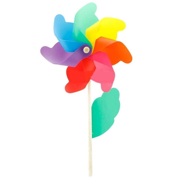 Molino De Viento Colorido, Poste De Madera, Adorno De Molinete De Viento Para Decoración De Jardín De Patio De Juguete Para Niños Advancent HA034931-00