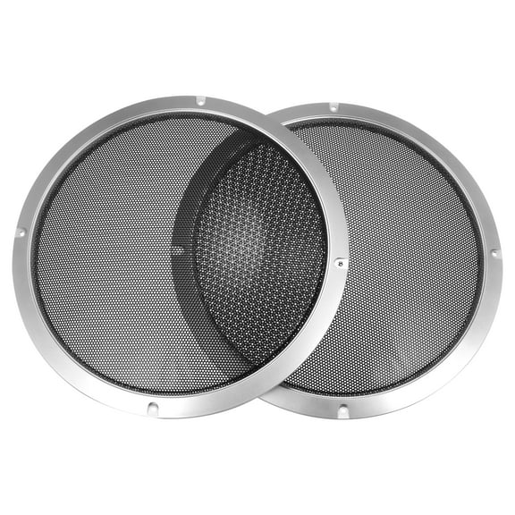 2pcs 10" Speaker Grille Cover Mesh Trim Round Subwoofer Grille Silver Tone Car Auto Stereo Accessories