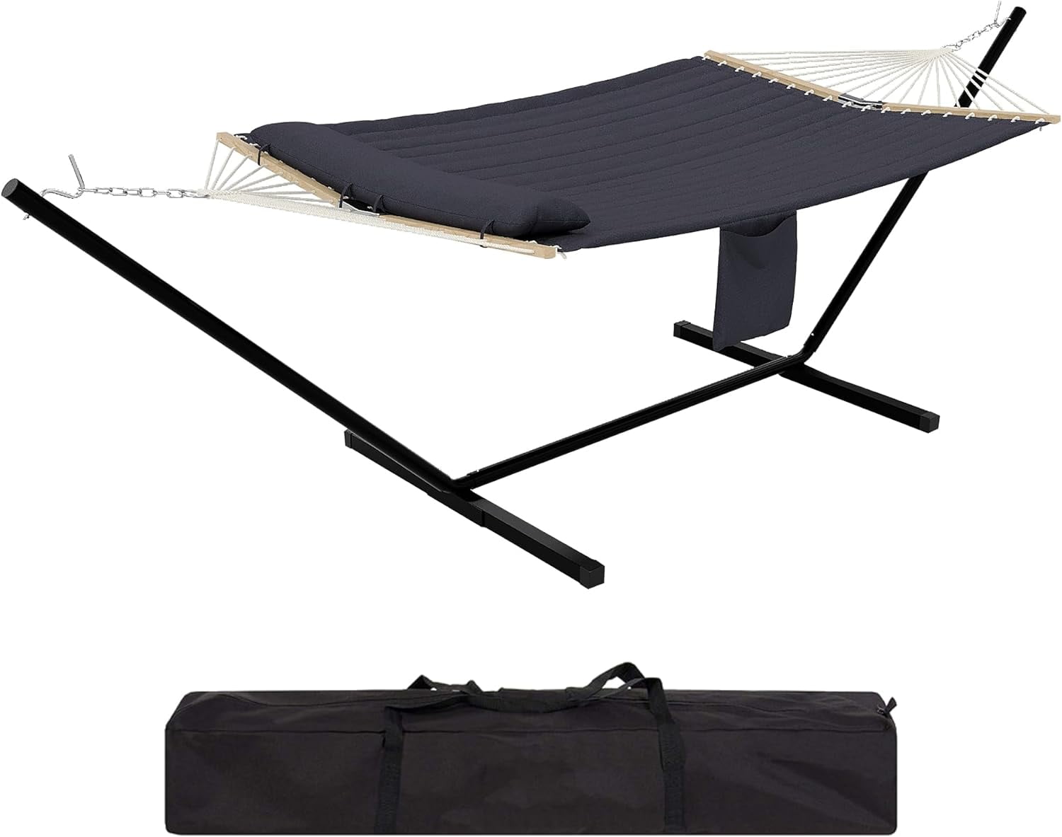 Aoile 12FT 2-Person Hammock with Stand, 450LB Capacity Outdoor Hammock with Pillow & Storage Pocket