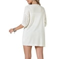 thumbnail image 3 of Cardigan Sweaters for Women's Short Sleeve Lightweight Open Front 2025 Knit Shrugs XL White, 3 of 6